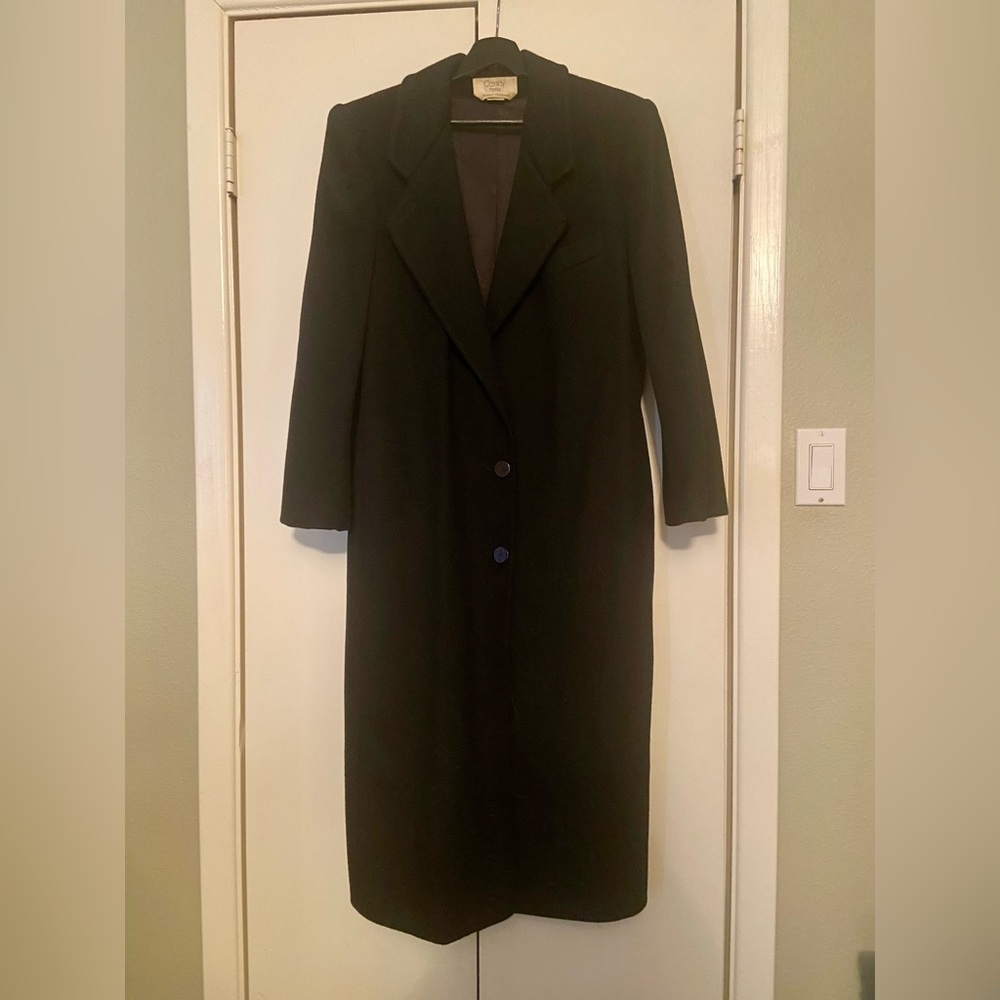Black Wool Vintage 80’s full length Coat